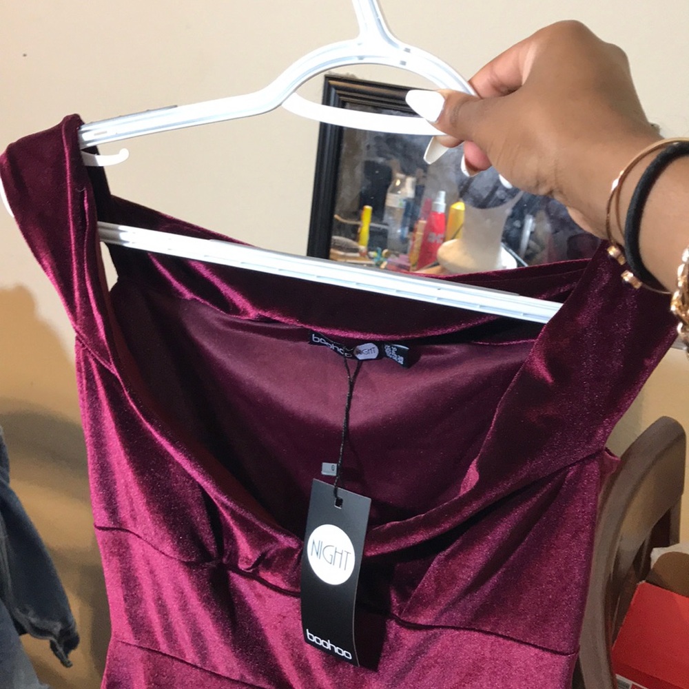 Burgundy suede dress